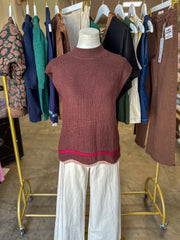 Brown Timeless Trim Contrast Sweater Vest