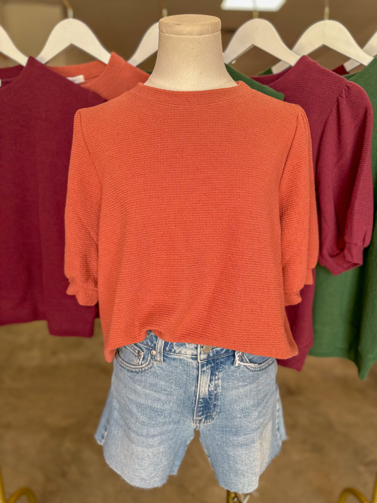 Burnt Orange Go-To Knit Short Sleeve Top
