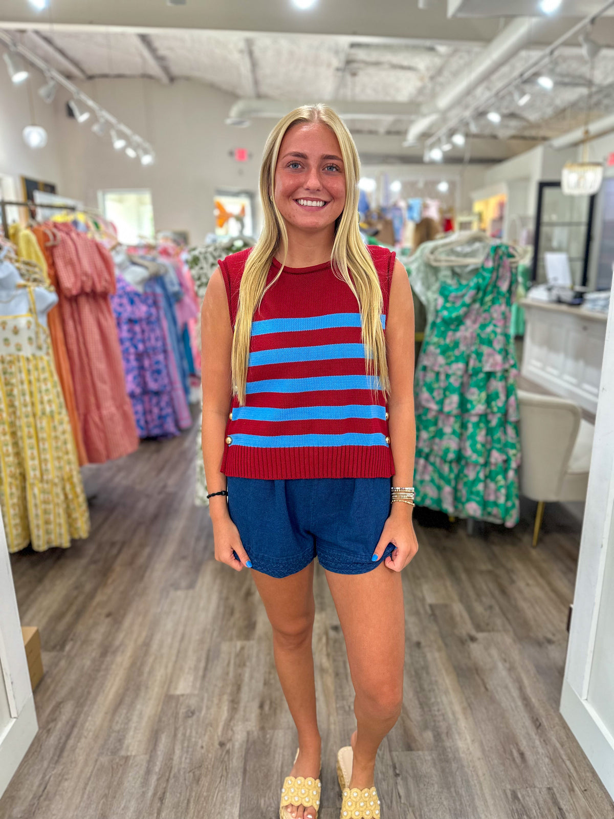 Burgundy Uptown Stripe Sweater Tank