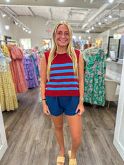 Burgundy Uptown Stripe Sweater Tank