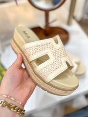 Bone Raffia Caleena Platform Sandal