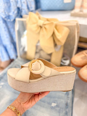 Bone Hampton Raffia Slip on Wedge