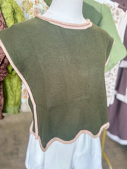 Army Green Scalloped Serenity Sweater Vest