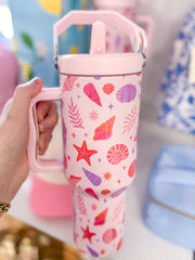 Beach Seashells Pink Tumbler