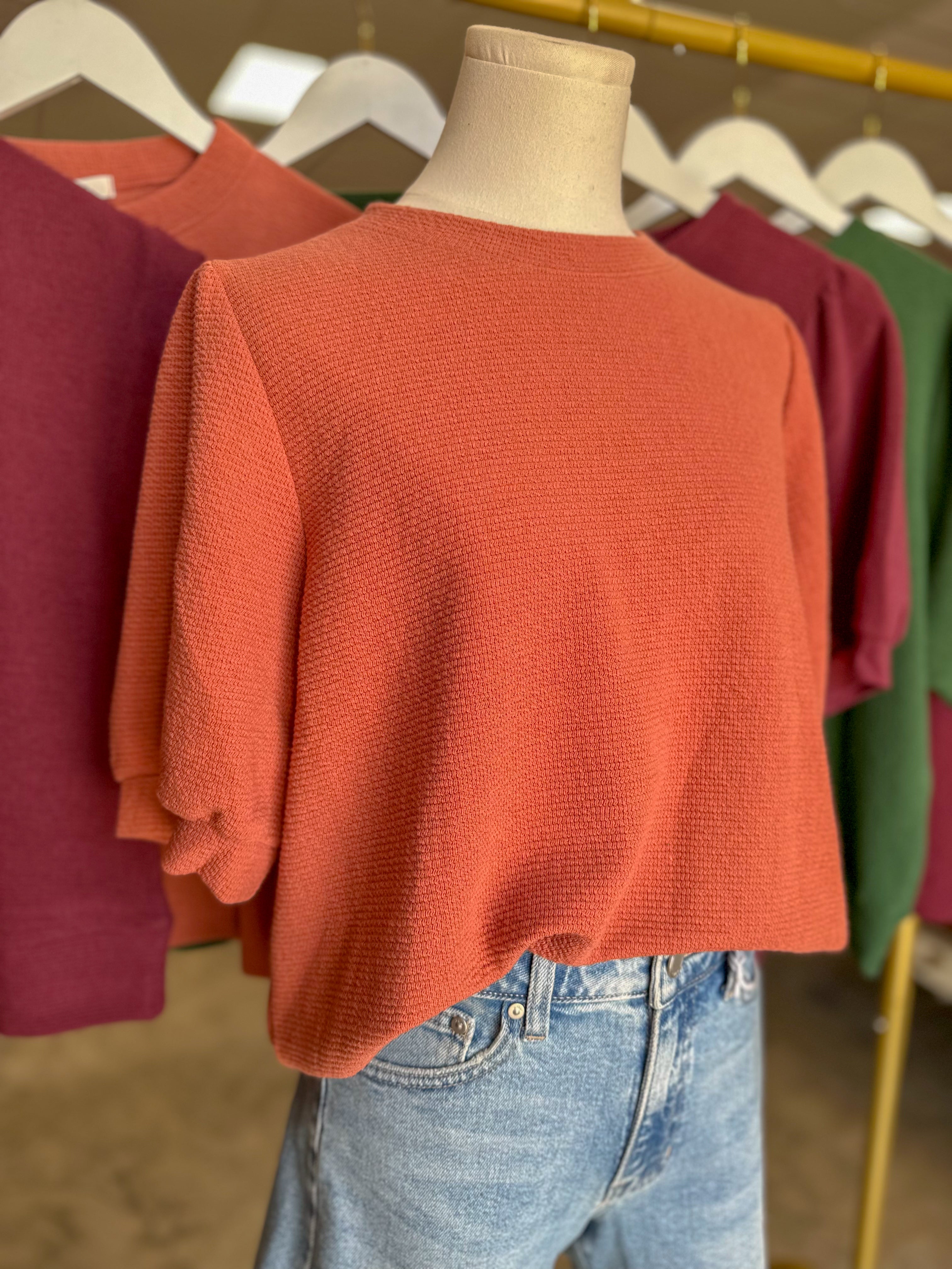 Burnt Orange Go-To Knit Short Sleeve Top