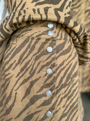Brown Wild Side Button Down Skirt