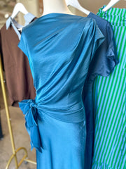 Blue After Hours Tie Waist Midi Dress