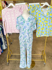 Blue Charlotte Daisy Chain Pajama Pants Set
