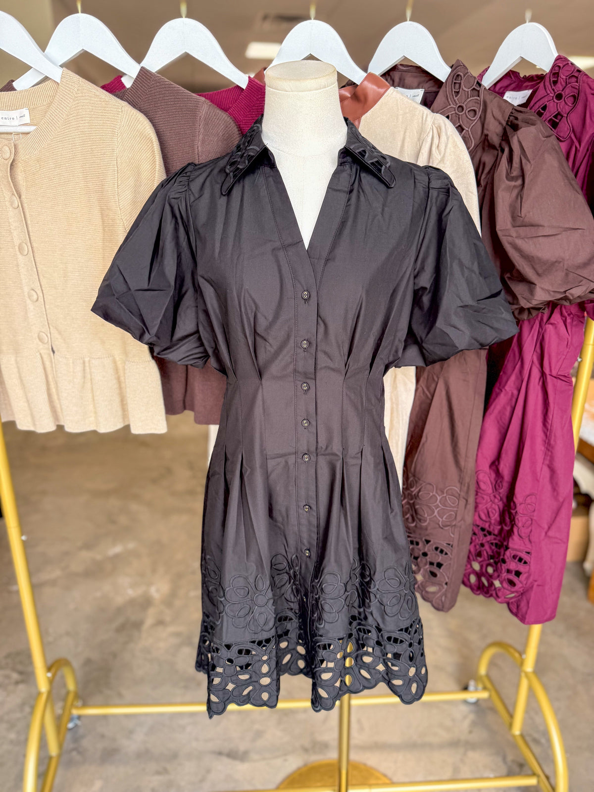 Black Millie Cutwork Mini Dress