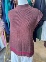 Brown Timeless Trim Contrast Sweater Vest