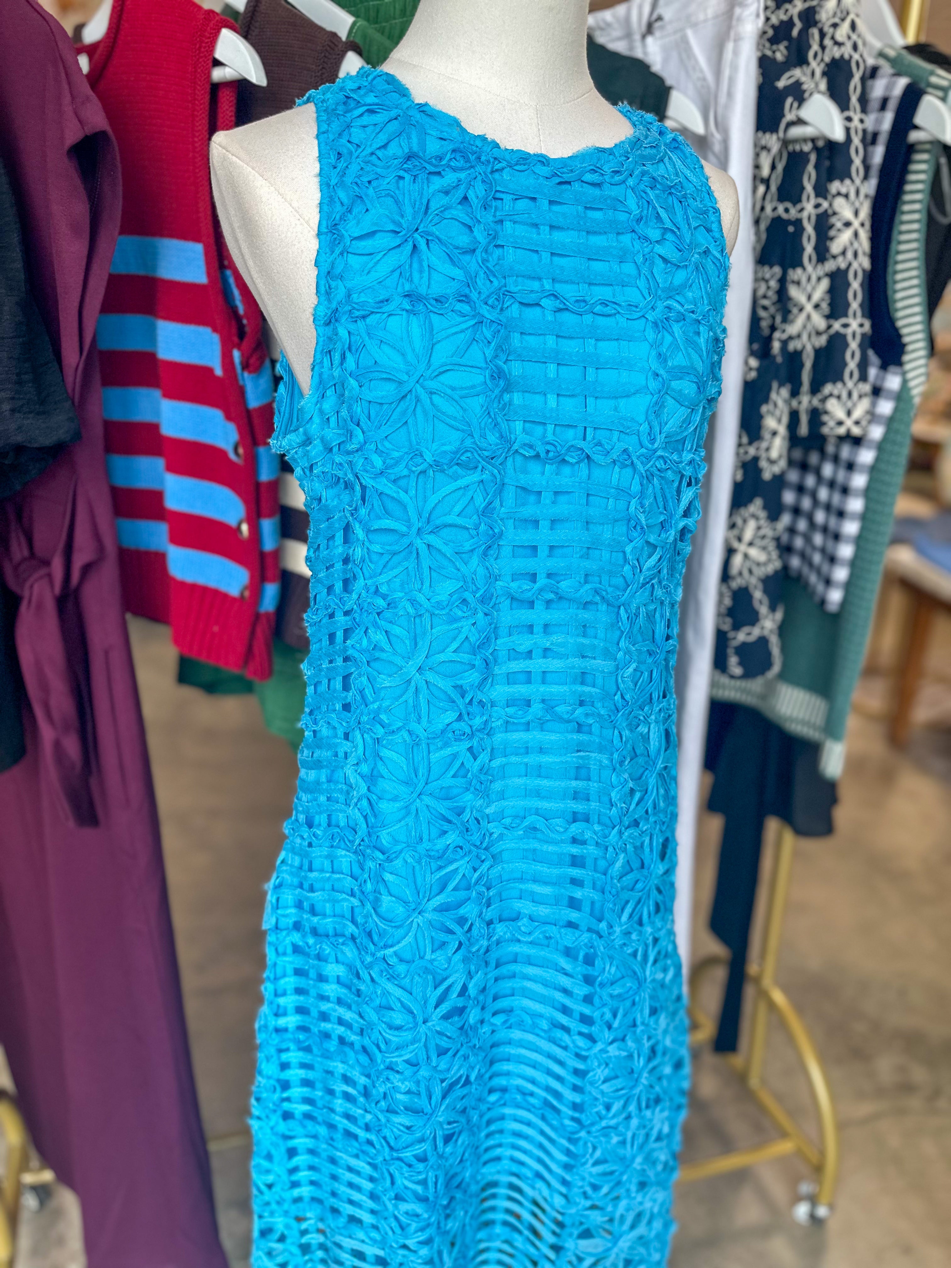 Blue Paradise Textured Maxi Dress