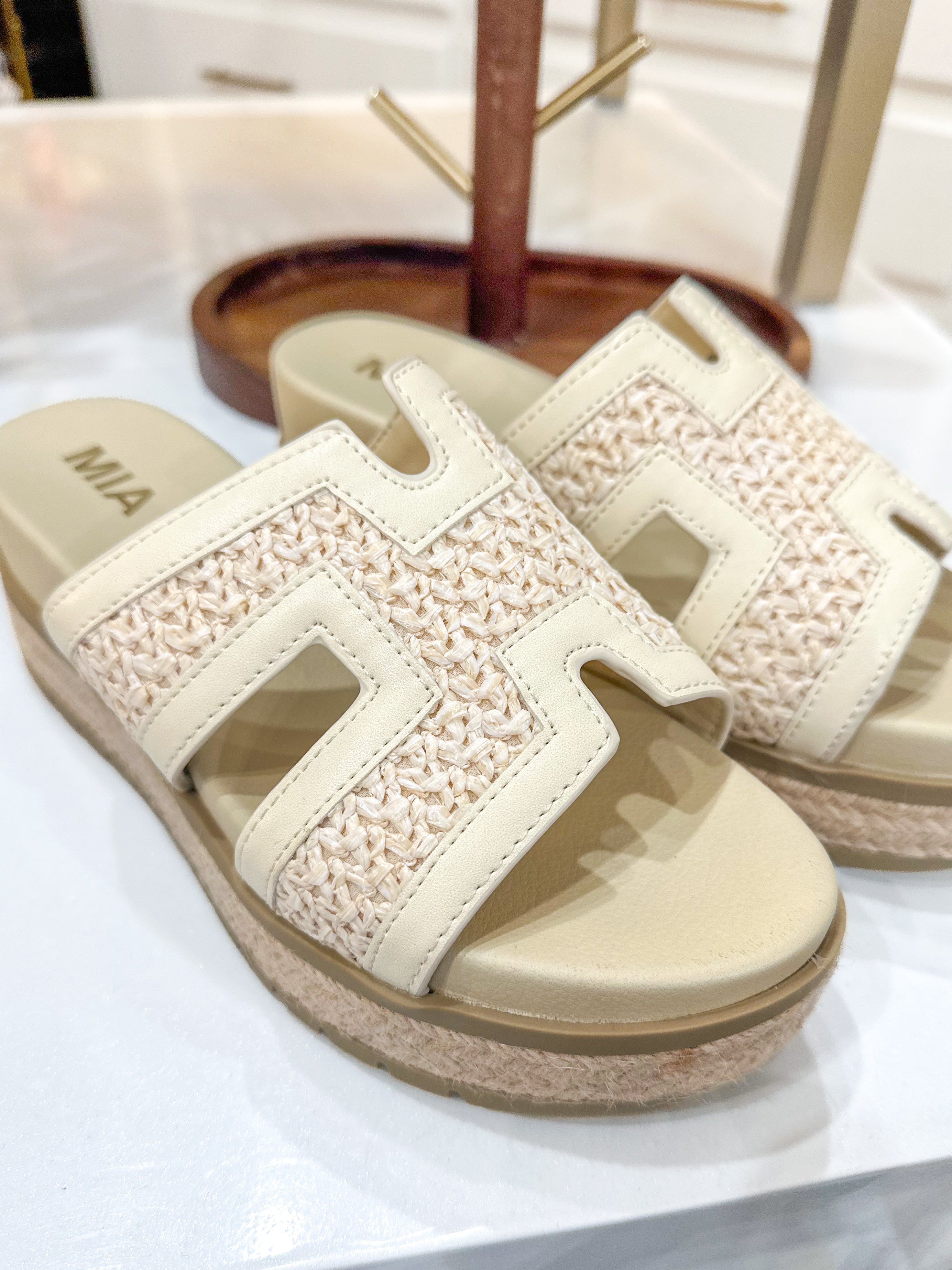 Bone Raffia Caleena Platform Sandal