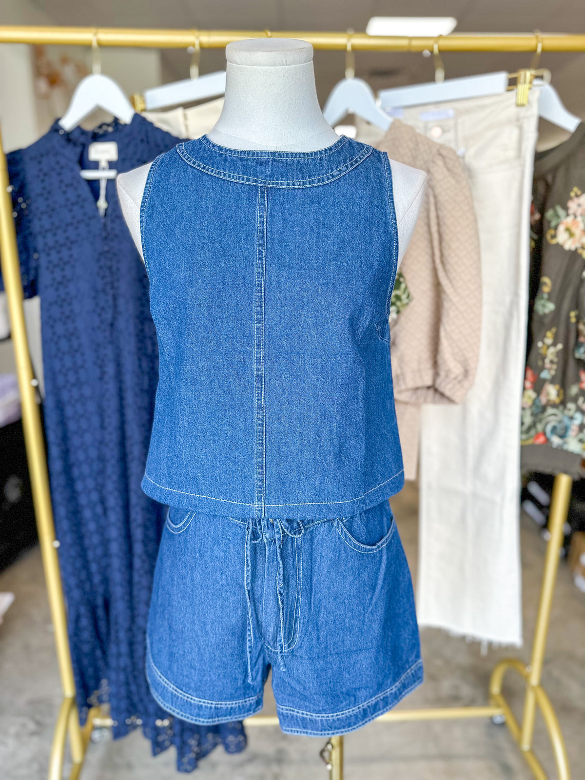 Better in Denim Shorts Set
