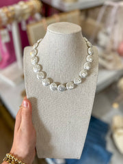 Alison Coin Pearl Necklace Cream - Caroline Hill Jewlery