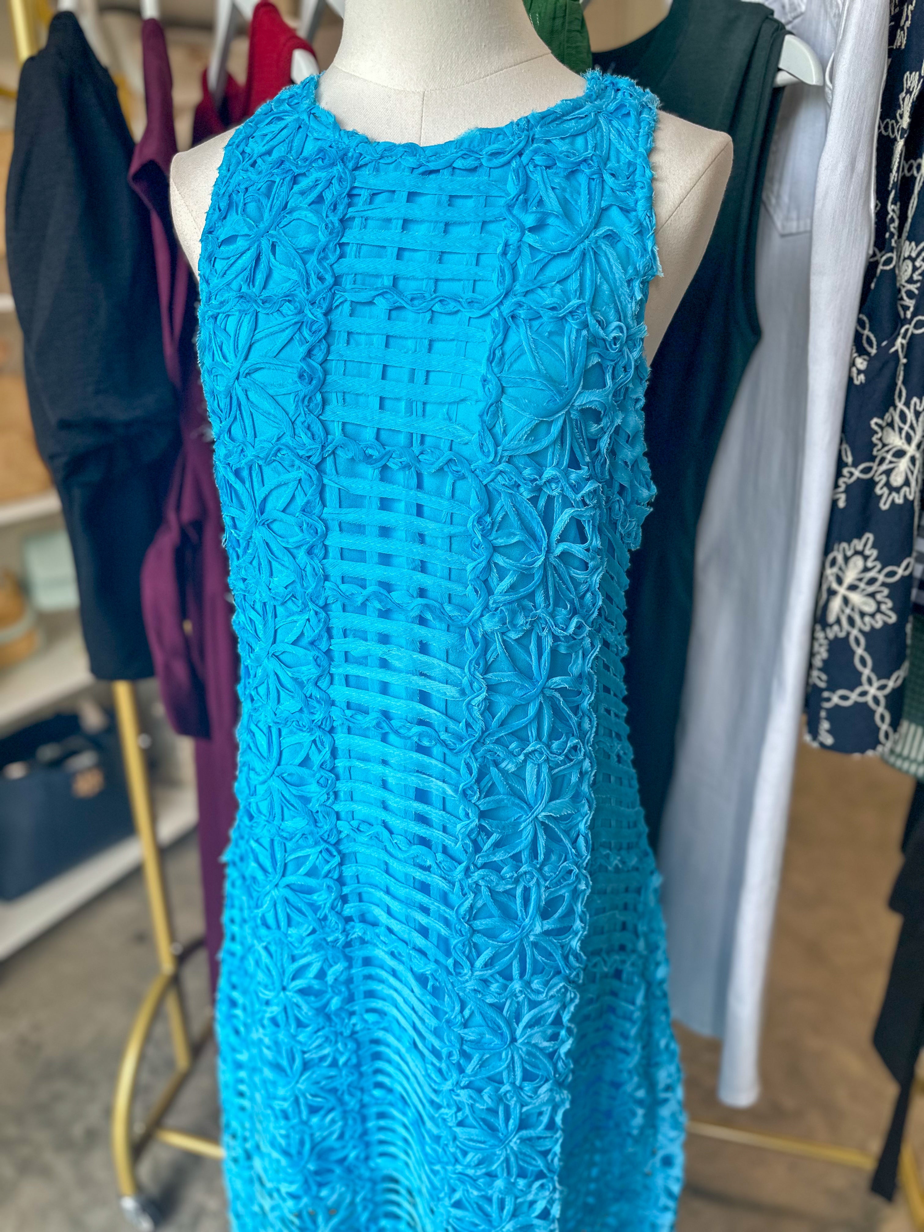 Blue Paradise Textured Maxi Dress