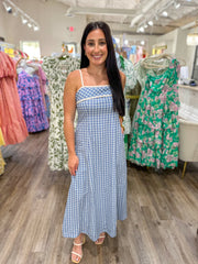 Chambray Coastal Check Maxi Dress