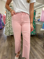 Baby Pink High Rise Crop Wide Leg Jean | VERVET