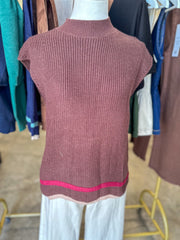 Brown Timeless Trim Contrast Sweater Vest