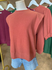 Burnt Orange Cloudy Knit Muscle Sleeve Top