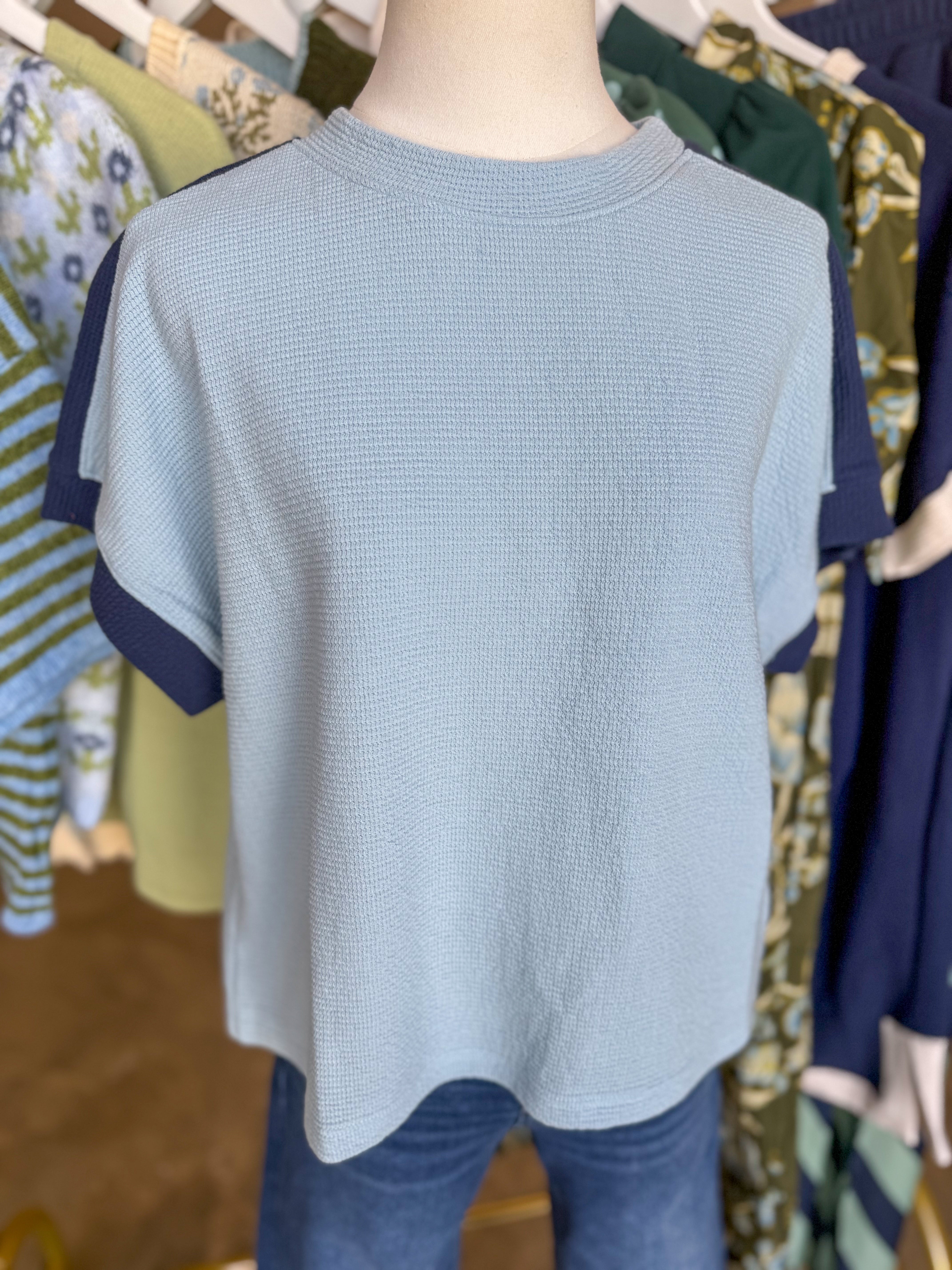 Blue Fog/Navy Oh So Easy Cloudy Knit Top