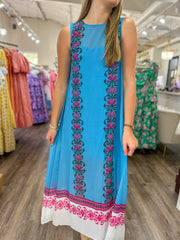 Blue Coastal Garden Maxi Dress
