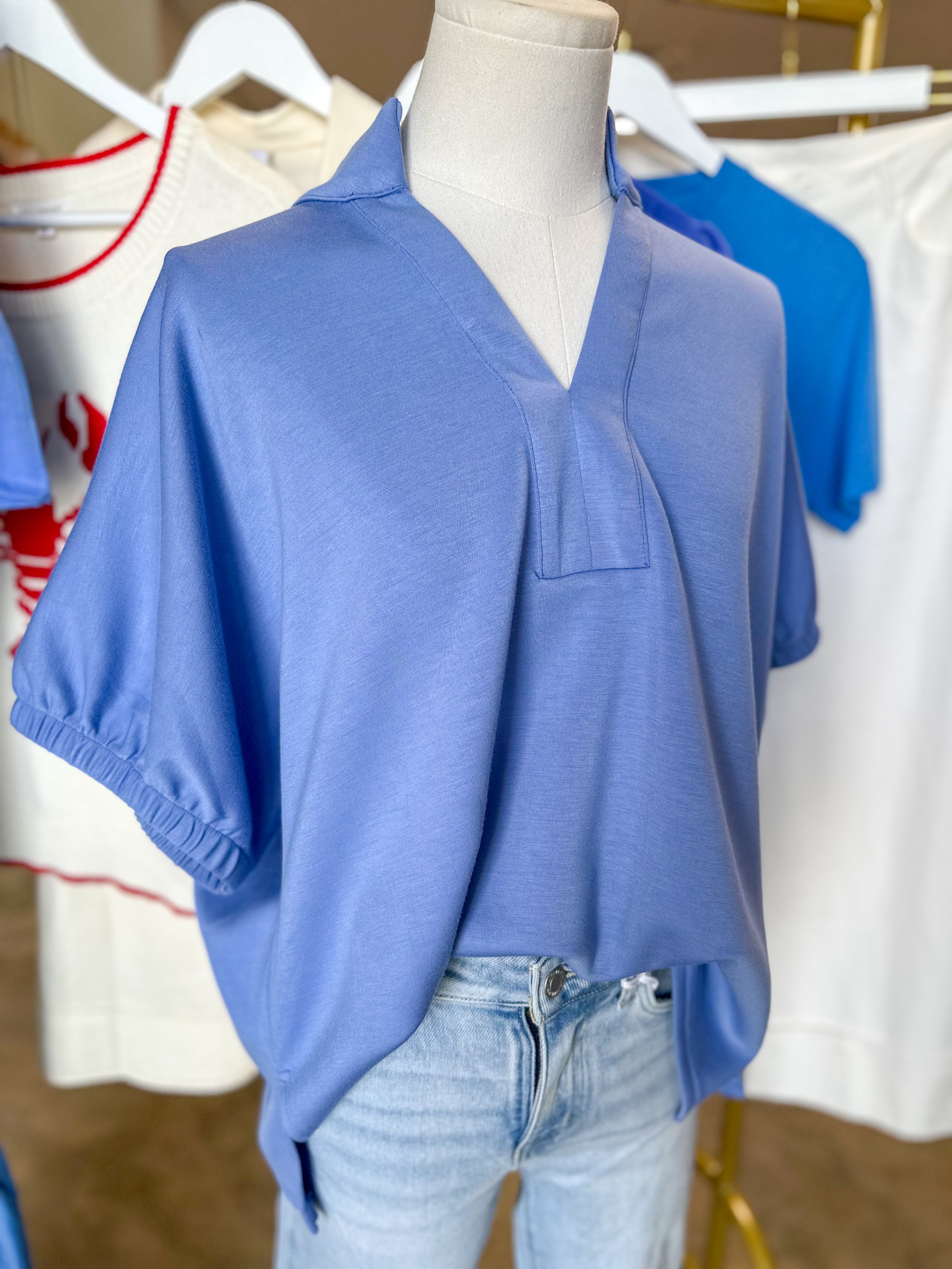 Chambray Easy Charm Short Sleeve Top