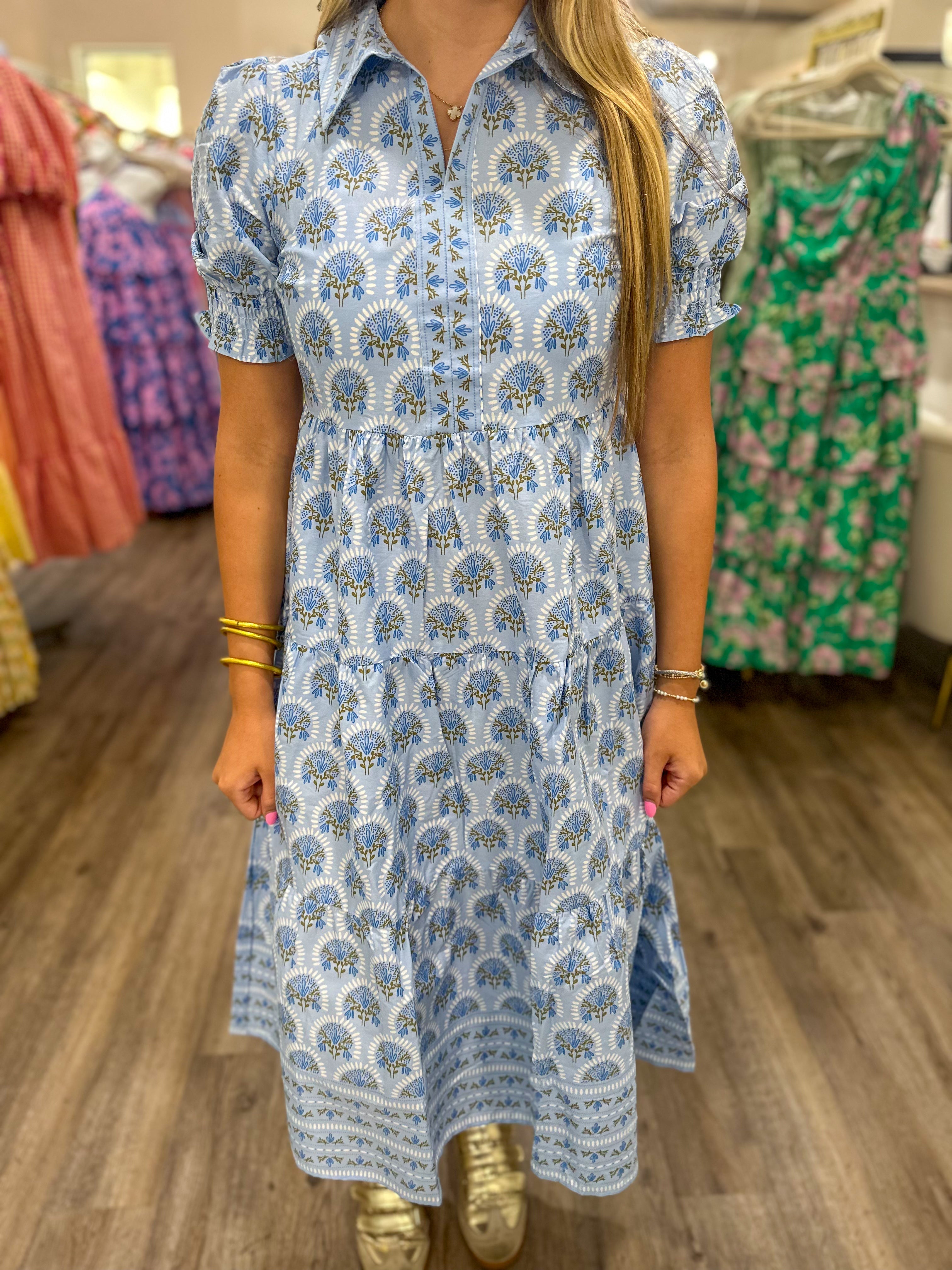 Blue Molly Sunshower Flora Midi Dress
