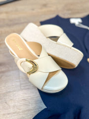 Bone Hampton Raffia Slip on Wedge
