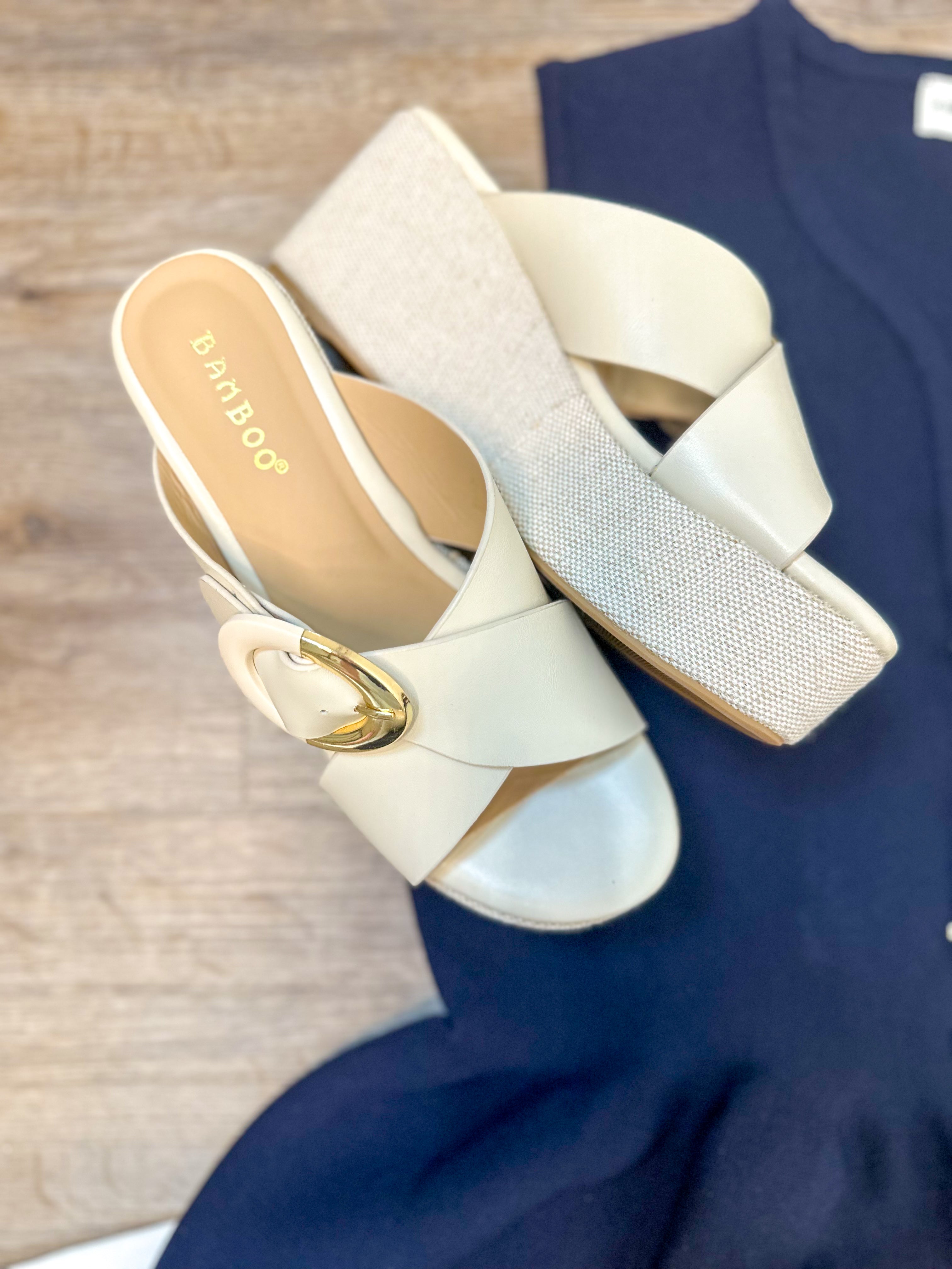 Bone Hampton Raffia Slip on Wedge