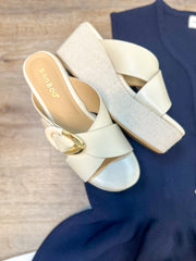 Bone Hampton Raffia Slip on Wedge