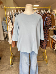 Blue Fog Cloudy Knit 3/4 Sleeve Top