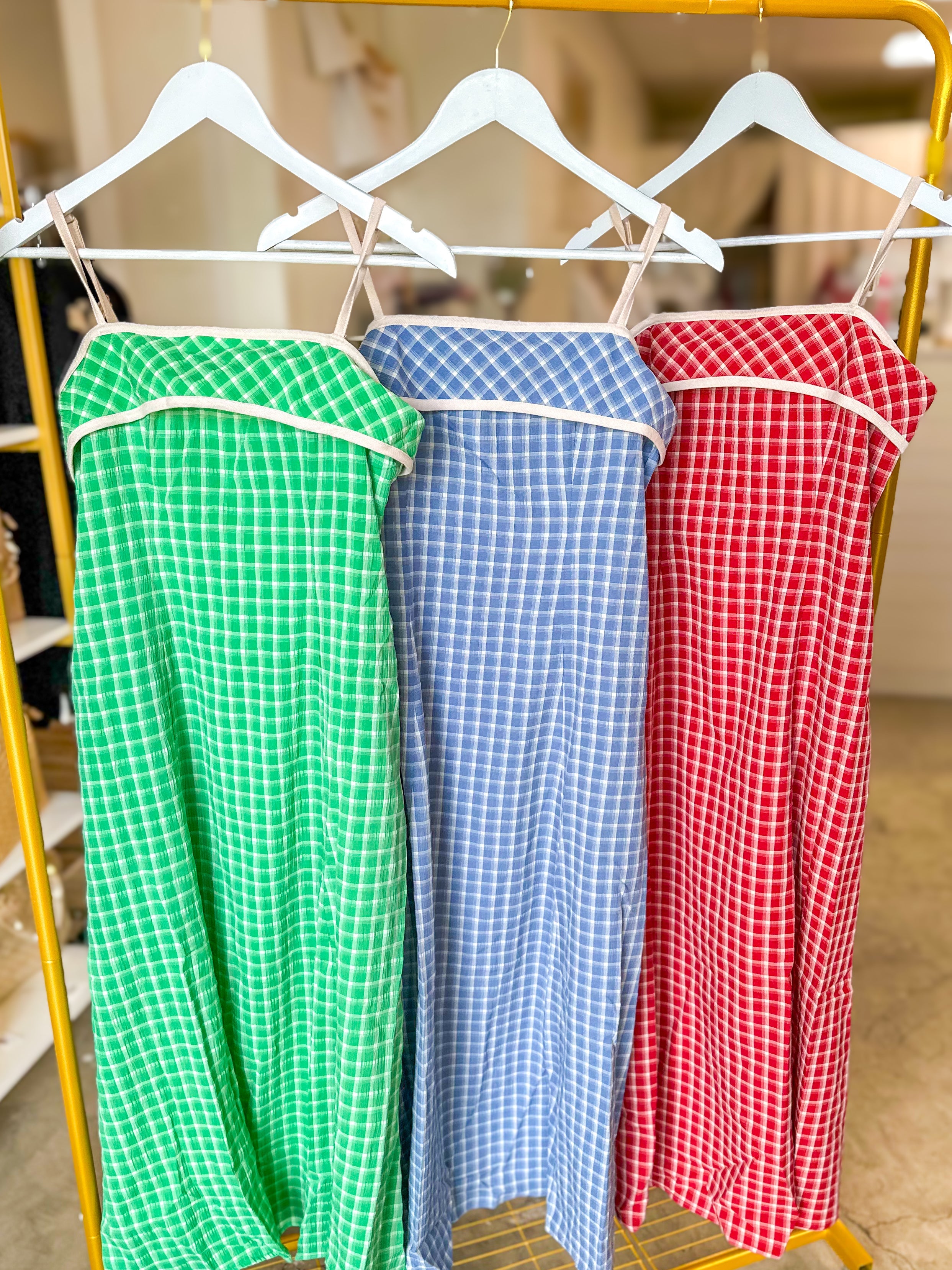 Chambray Coastal Check Maxi Dress