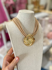 Calia Gold Pendant Cord Necklace Natural - Caroline Hill Jewelry