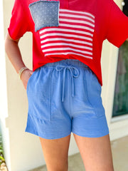 Chambray Easy Days Drawstring Shorts