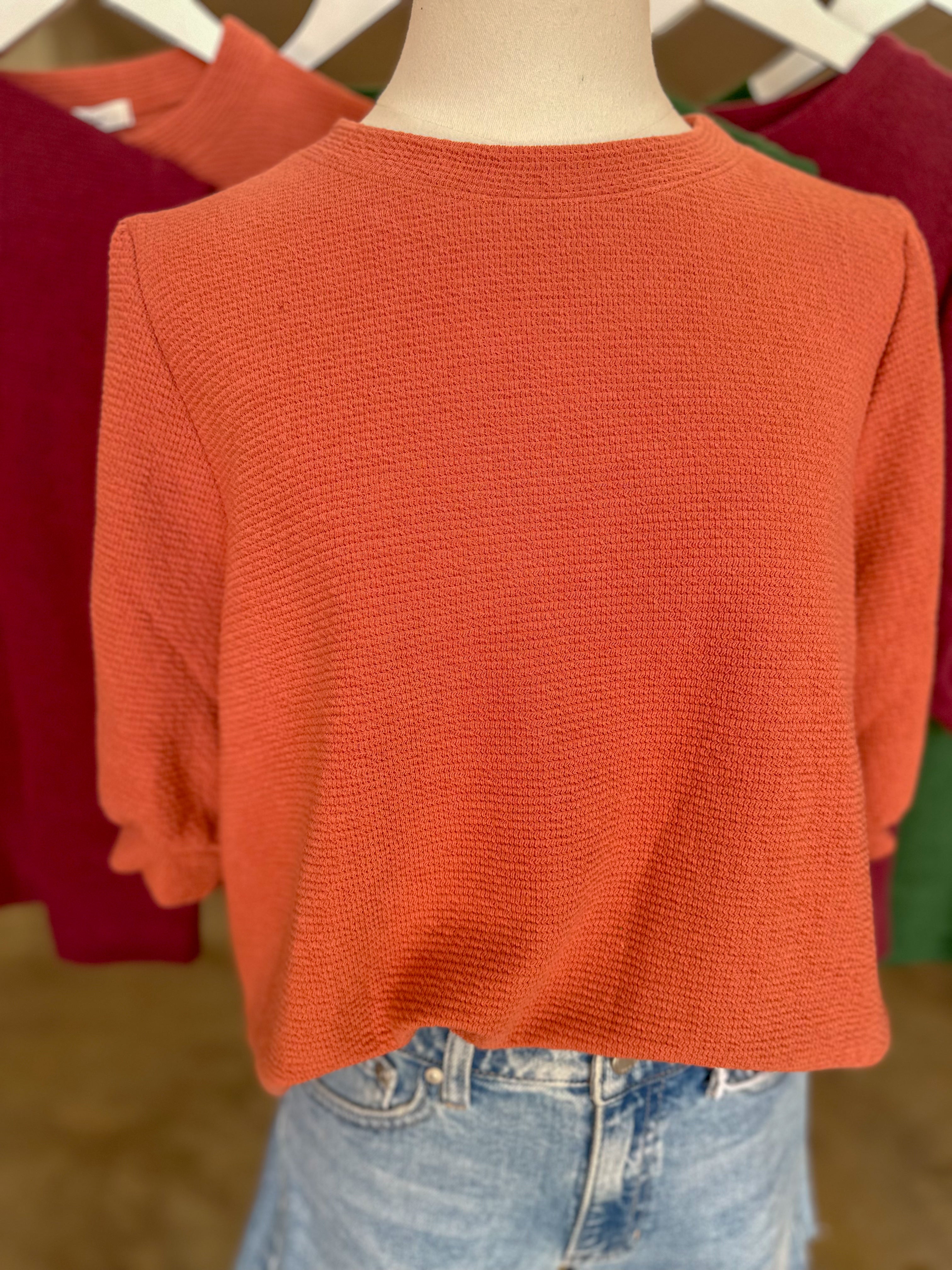 Burnt Orange Go-To Knit Short Sleeve Top