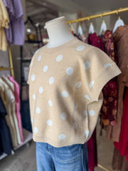 Beige/Ivory Polka Dot Moment Sleeveless Sweater
