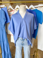 Chambray Easy Charm Short Sleeve Top