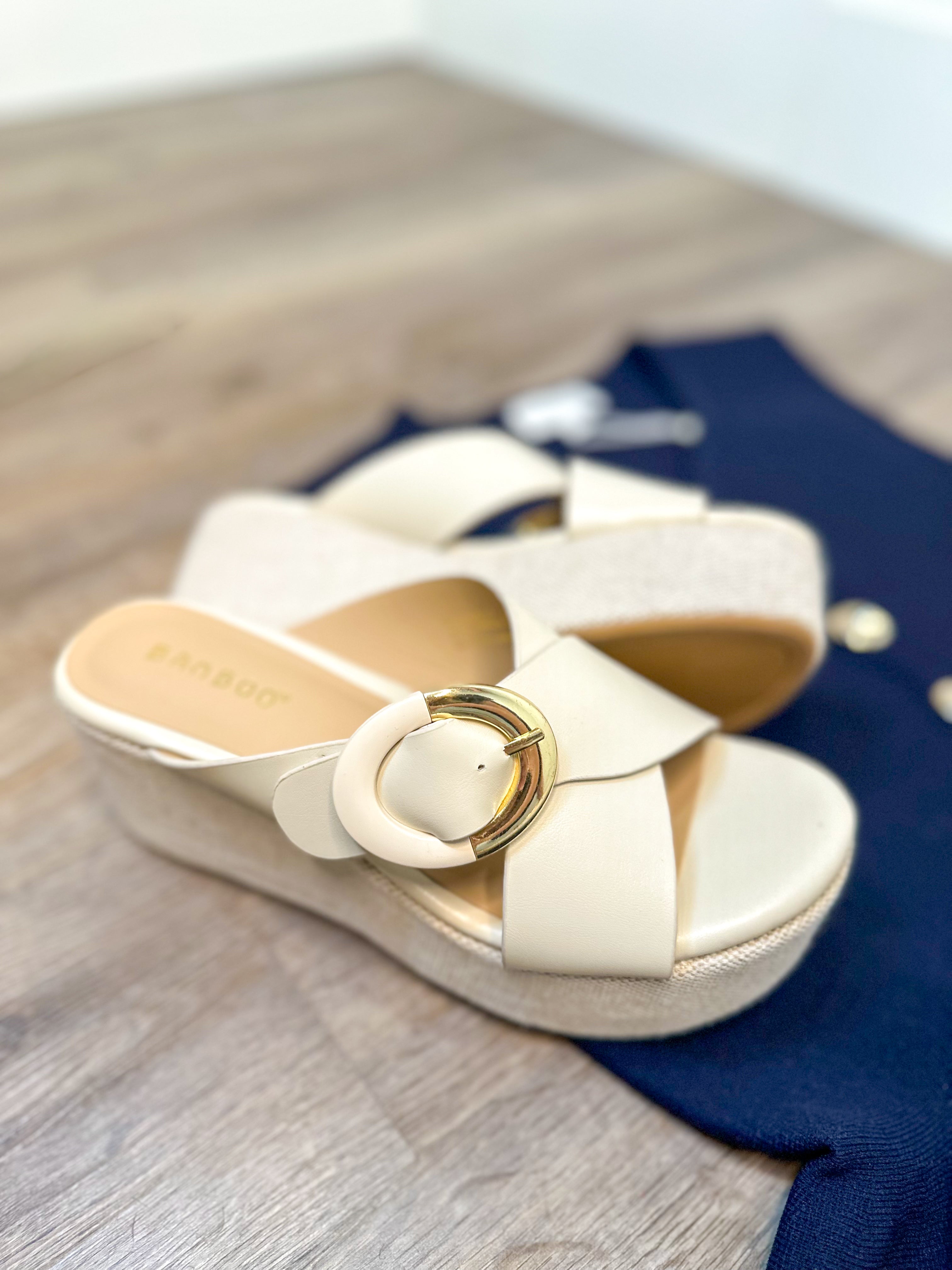 Bone Hampton Raffia Slip on Wedge