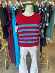 Burgundy Uptown Stripe Sweater Tank