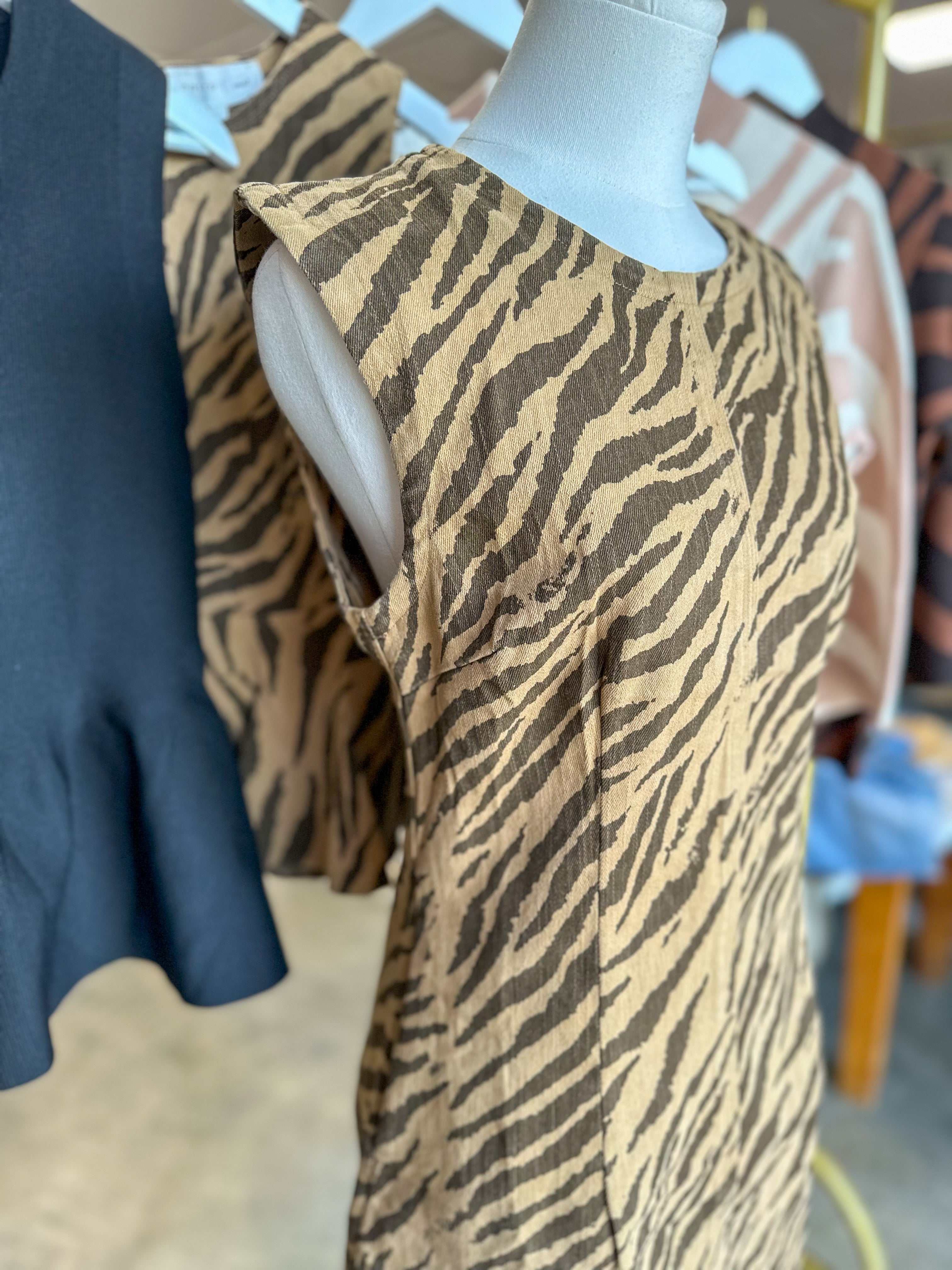 Brown Wild Stripes Shift Style Mini Dress