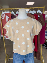 Beige/Ivory Polka Dot Moment Sleeveless Sweater
