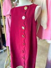 Burgundy Oh So Lovely Scallop Button Mini Dress