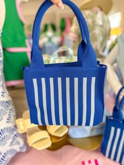Blue Striped Structure Mini Tote