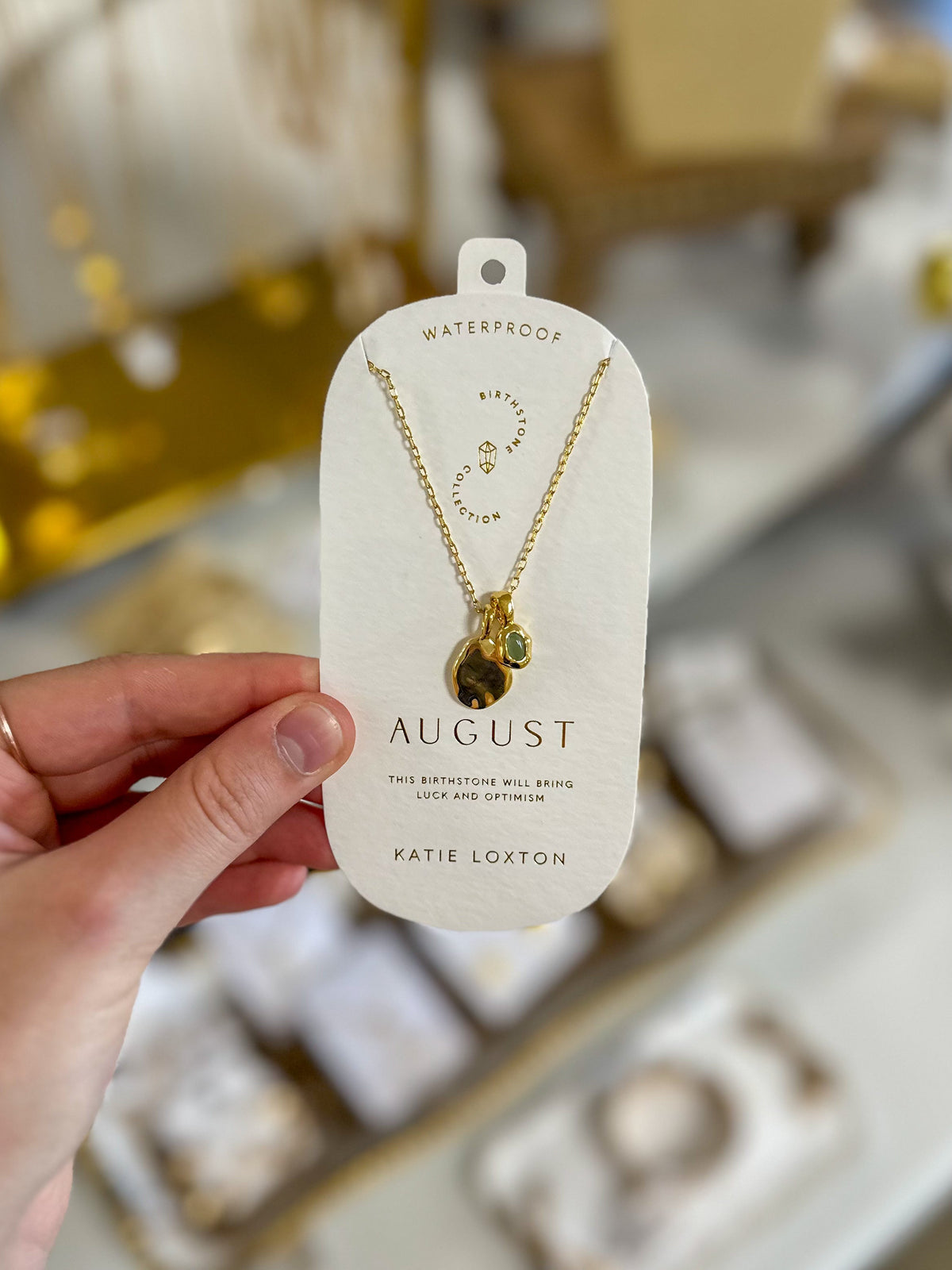 August Aventurine Birthstone Necklace