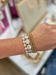 Cameron Pearl Beaded Bracelet Set Gold - Caroline Hill Jewelry