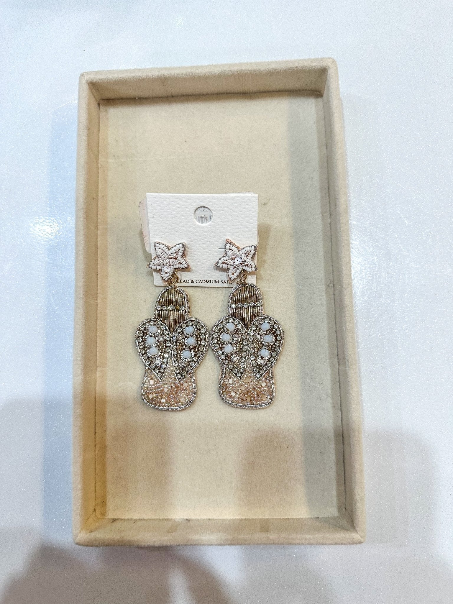 Angel at the Top of the Tree Christmas Dangling Earrings