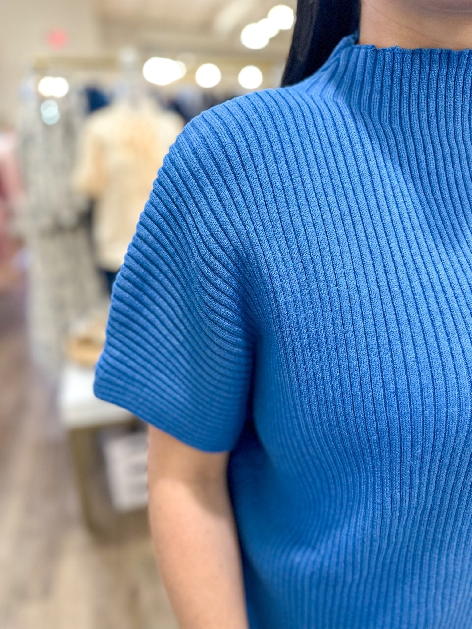 Blue Always Yours Mock Neck Oversized Pullover