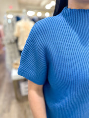 Blue Always Yours Mock Neck Oversized Pullover