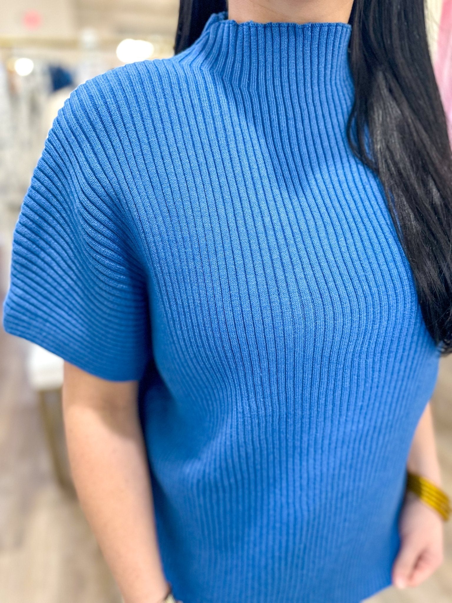 Blue Always Yours Mock Neck Oversized Pullover