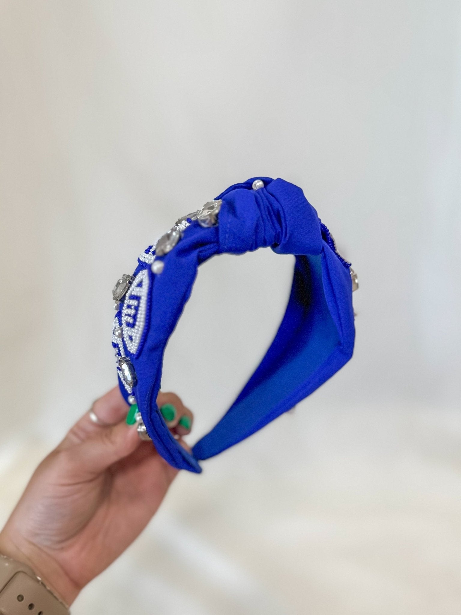 Blue Game Time Beaded Headband
